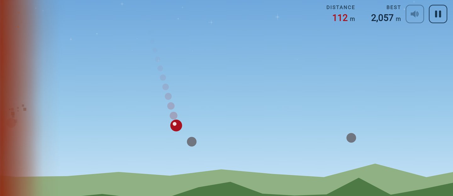 Mid-flight in daylight, closing on the next peg